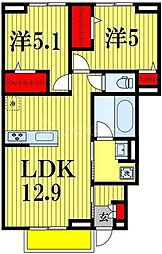 La Maison Masha 2LDKの間取図画像
