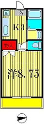 流山パークハイツ 1Kの間取図画像