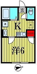 クレサージュ新松戸II 1Kの間取図画像