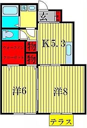 フリューゲルスB 2Kの間取図画像