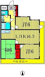 クオリティ・ダイカン 3LDKの間取図画像