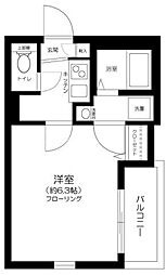 メゾンドソレイユ八潮 1Kの間取図画像