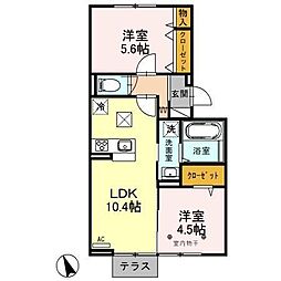 ラ・サカン 2LDKの間取図画像