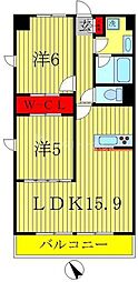 レジデンスラフィネ 2LDKの間取図画像
