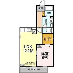リシアンサス・ガーデンC 1LDKの間取図画像