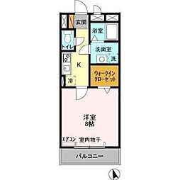 フォレストウインド 1Kの間取図画像