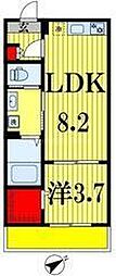ASJ南流山 1LDKの間取図画像