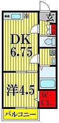 AJ八潮North3 1DKの間取図画像