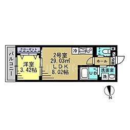 TKP新松戸1 1LDKの間取図画像