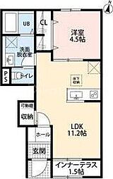 リーブルファイン三郷半田II 1LDKの間取図画像