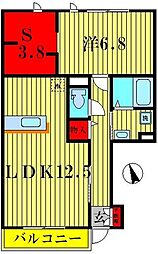 シエルツリー2 1LDKの間取図画像
