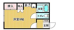 Leeコーポ 1階ワンルームの間取り