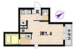PROGRESS 1階1Kの間取り