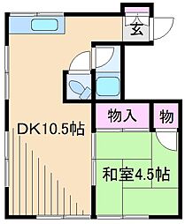 第3スエヒロハイツ 2階1DKの間取り