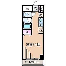 アルカディアK 2階1Kの間取り