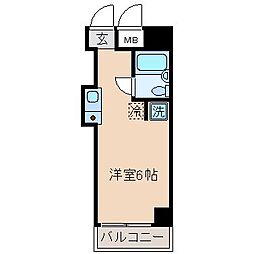 東急東横線 新丸子駅 徒歩1分の賃貸マンション 3階ワンルームの間取り