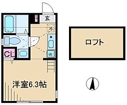 プロスペリテ 2階ワンルームの間取り