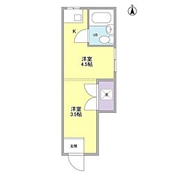 フェリース小杉 ワンルームの間取図画像