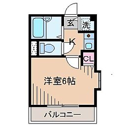 KSGマリンオークラNo.15 1Kの間取図画像