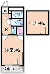 ヒルホームズ大倉山 1Kの間取図画像