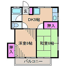 ハイツ吉原 2DKの間取図画像
