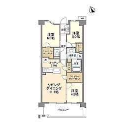 プラウド川崎矢向 3LDKの間取図画像