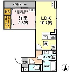 D'Bless横濱岸根公園I 1LDKの間取図画像