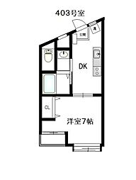 グリーンピア新横浜 1DKの間取図画像