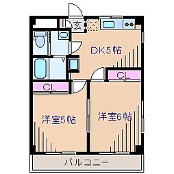 グローリーハイツ 2DKの間取図画像