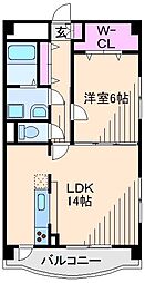 セゾンマノワール 1LDKの間取図画像