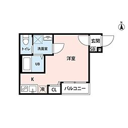 エキニア川崎ウエスト ワンルームの間取図画像