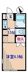クレール日吉 1Kの間取図画像