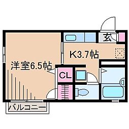 エルム篠原 1Kの間取図画像