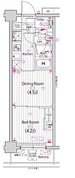 GALAVISTA元住吉 1DKの間取図画像