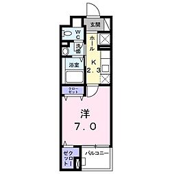 グランツ大口 1Kの間取図画像