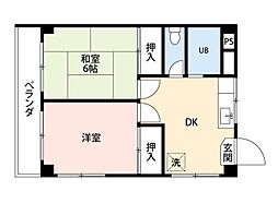 駒岡サンシティー 2DKの間取図画像