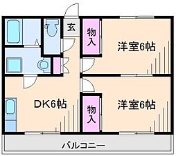 メゾンシード 2DKの間取図画像
