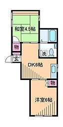 加藤ハイツ 2DKの間取図画像