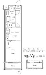 スカイコートソレア新丸子 1DKの間取図画像