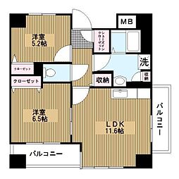 エヴァーグリーン新羽 2LDKの間取図画像