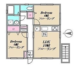 シーダーパレス 2LDKの間取図画像
