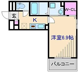 サンハイツパート11 1Kの間取図画像