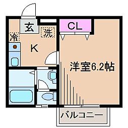 ピアヒルズ 1Kの間取図画像