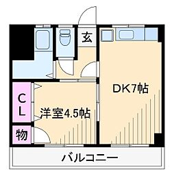 橋本ビル 1DKの間取図画像