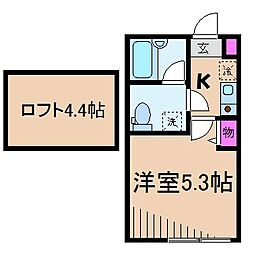 アザーレ南加瀬 1Kの間取図画像