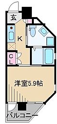 プロスペクト武蔵新城 1Kの間取図画像
