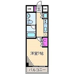 ラティエラ武蔵小杉 1Kの間取図画像
