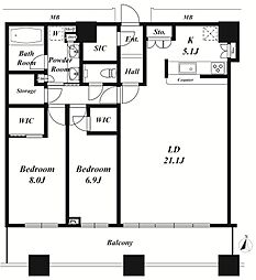 芝浦アイランドケープタワー 2LDKの間取図画像