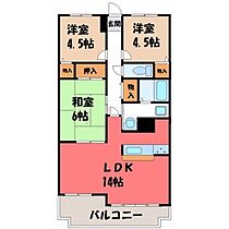 朝日プラザシェモア不動前  ｜ 栃木県宇都宮市不動前4丁目（賃貸マンション3LDK・6階・65.25㎡） その2