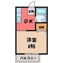 ビーラインホンザワ  ｜ 栃木県宇都宮市平松町（賃貸アパート1DK・2階・20.46㎡） その2